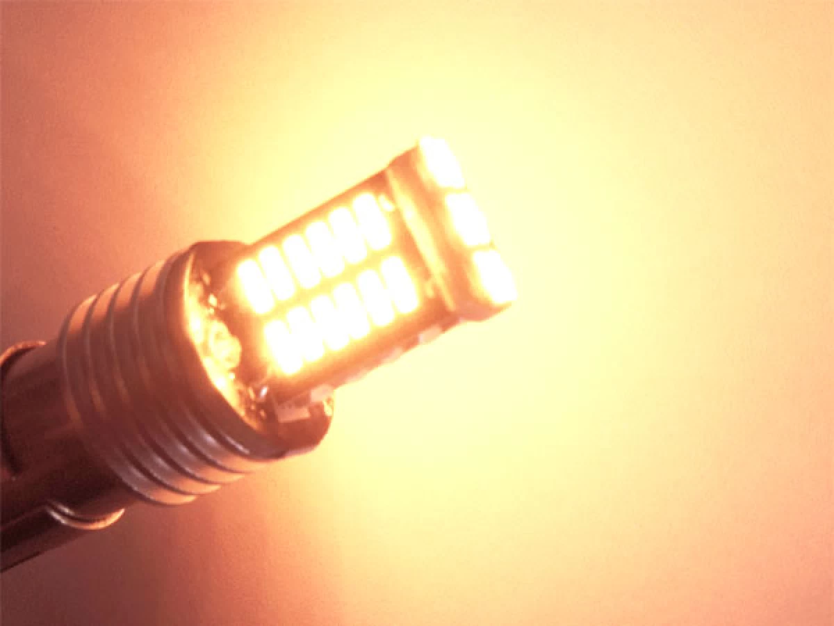 LEDバルブ S25ピン角違いシングル球 30W級 4014チップ オレンジ 2個 0-73
