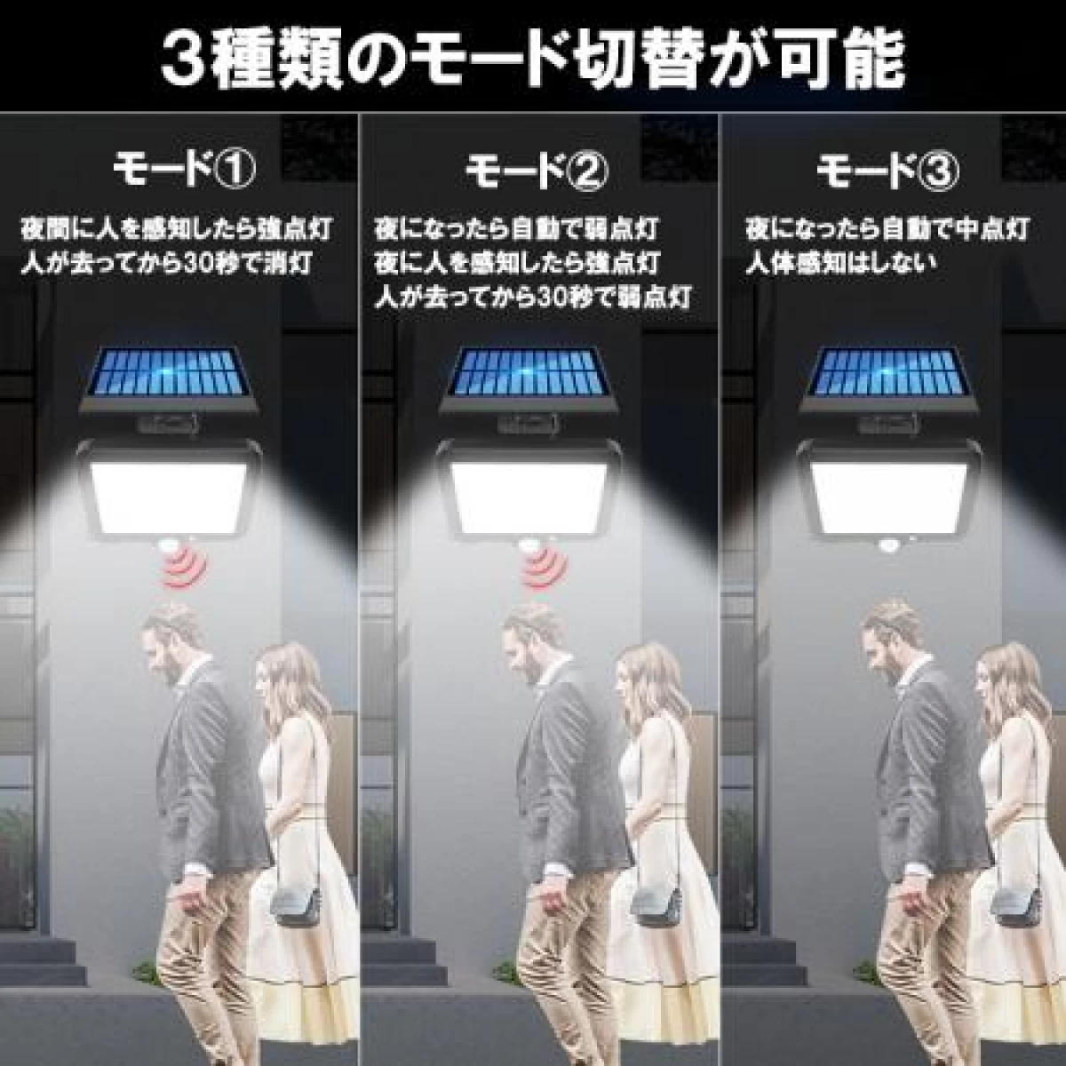LED ソーラーライト 人感センサー 3モード点灯 SLS-56LED-M3
