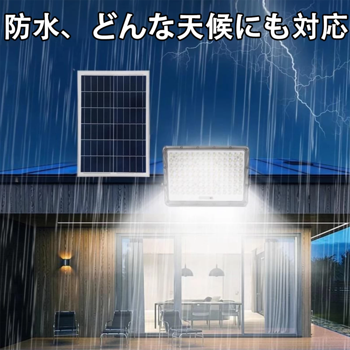 ソーラーLEDライト 分離式 投光器 昼光色 リモコン ガーデンライト 防水 配線不要 電気代ゼロ 防犯灯 庭園 看板照明 YY-X
