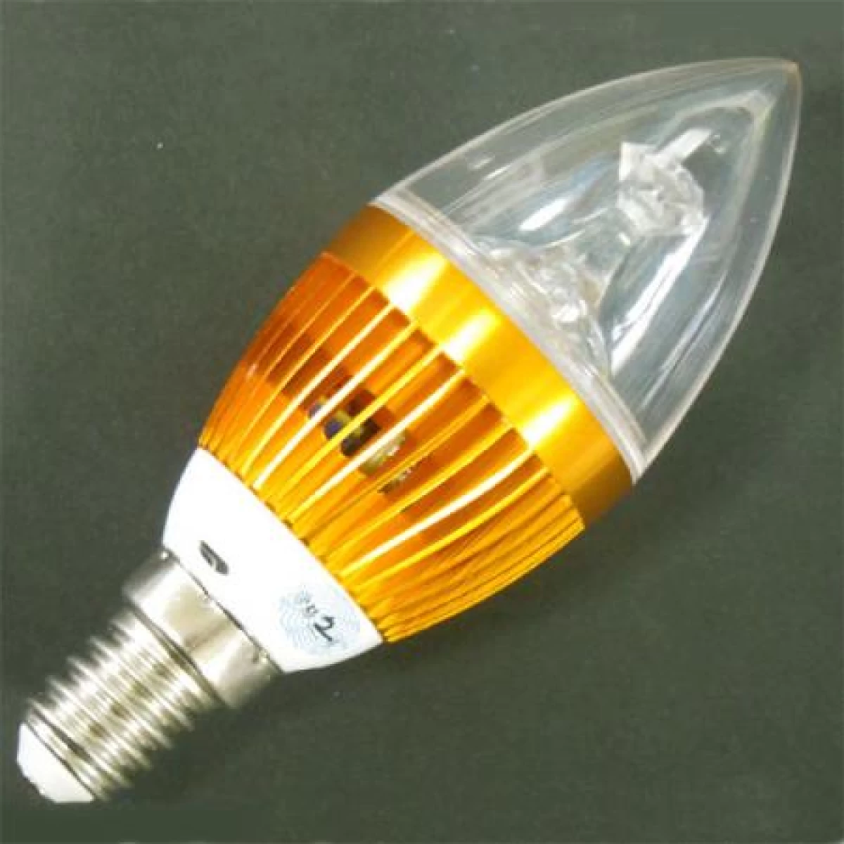 LED電球 E14 シャンデリア球　金台座 電球色 消費3W [E14-CDL-3W-Y]